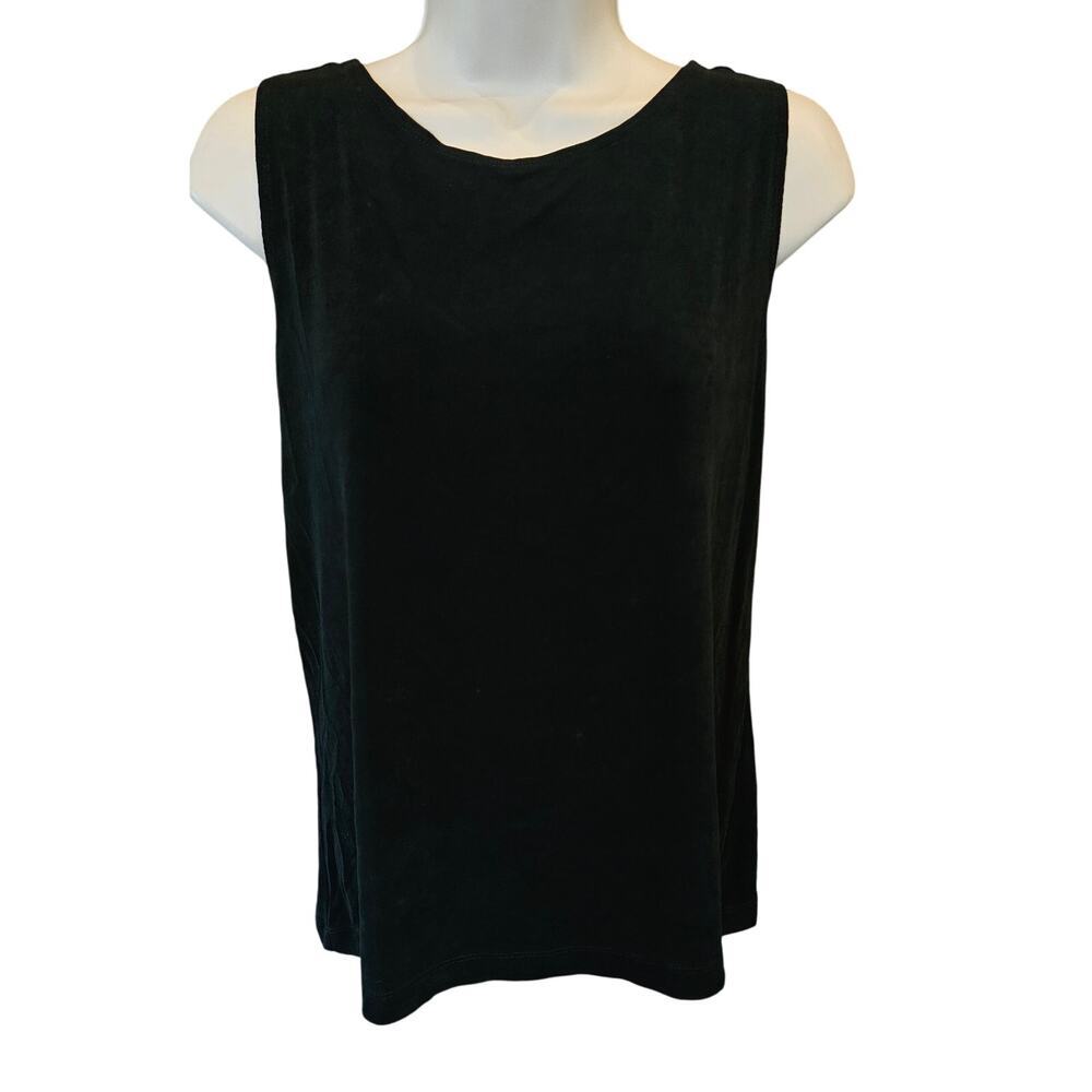 Chicos Travelers acetate slinky tank top layering blouse black career casual 1 M